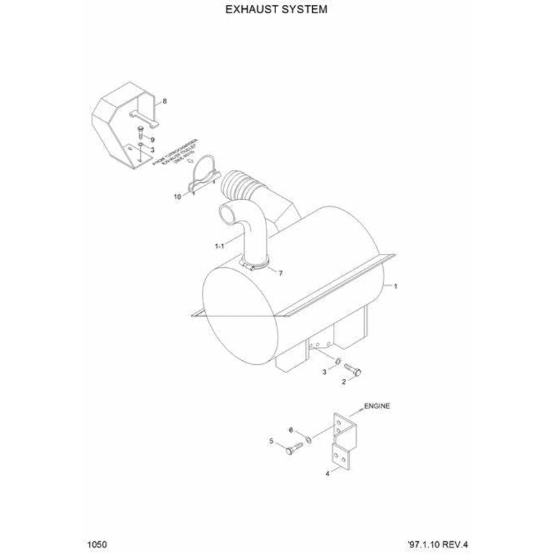 Muffler Silencer 11E6-32011 11E6-32010 for Hyundai Excavator R130LC3 R130LC-3