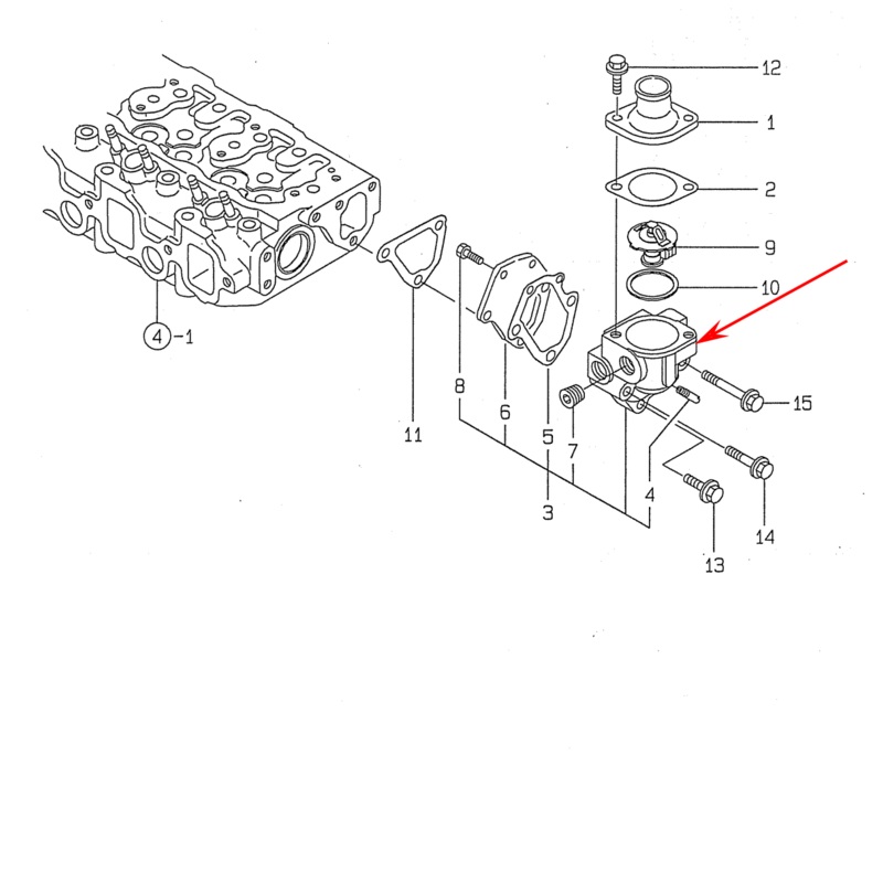 Thermostat Housing 129100-49800 for Yanmar Engine 3TN84L-RTBZ 3TNE84T-G1A 4TNE84-G1A 3TN82E-S 4TN82E-S