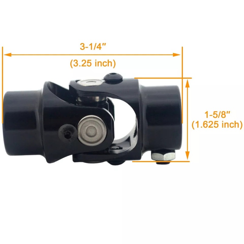 3/4 30 Spline X 3/4 Round Steering Universal Joint U Joint Shaft Coupler Black