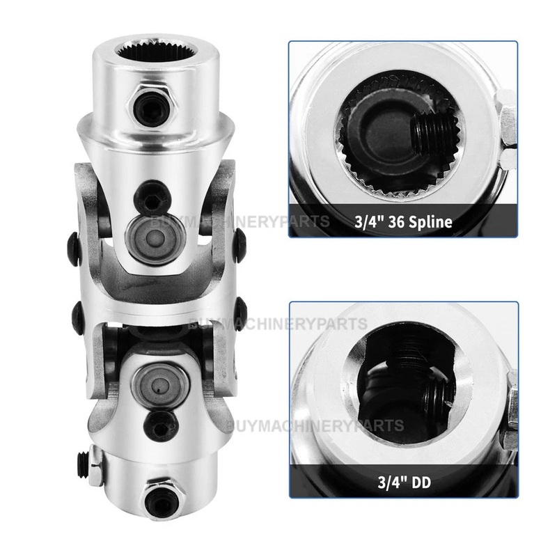 3/4 36 Spline x 3/4 DD Double Steering Shaft U Joint Coupling Chrome Coupler