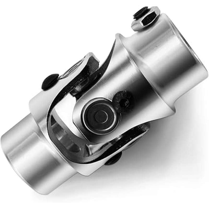 13/16-36 Spline X3/4 Round Chrome Steering Universal Joint Single U Joint Shaft,Total Length: 83mm (3-1/4)
