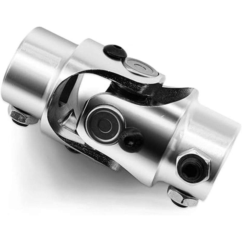 17mm DD x 3/4 DD Steering U Joint Steering Shaft Universal Joint Coupling Chrome, 3-1/4 Overall Length 1-5/8 Outside Diameter