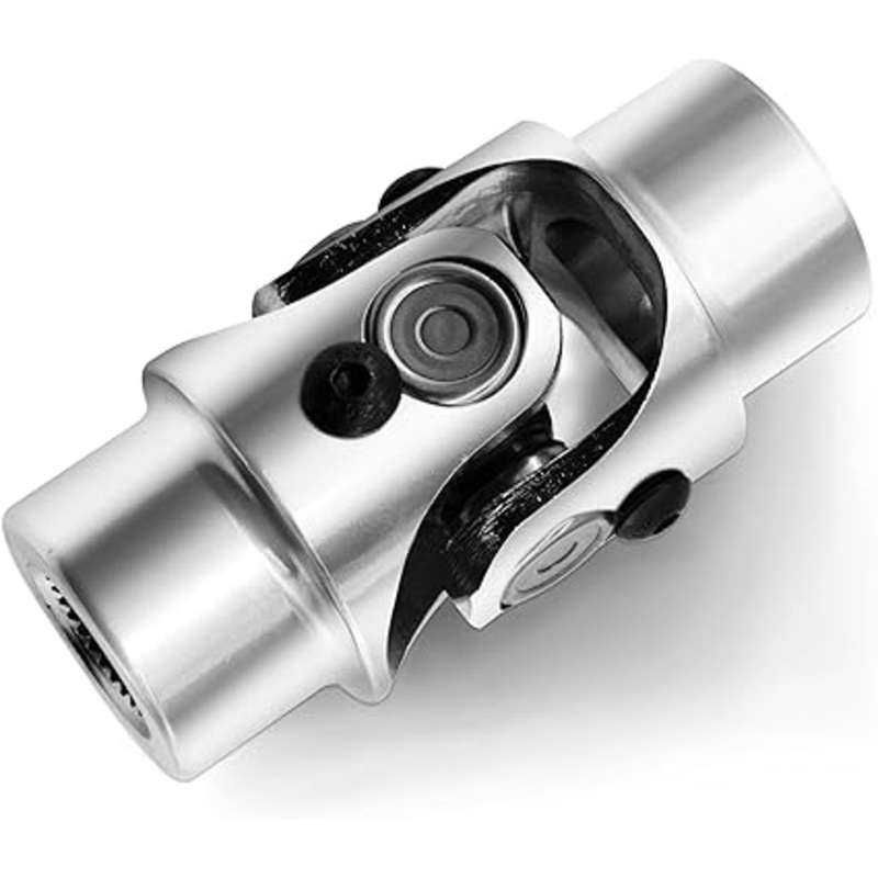 3/4 Round x 3/4 -30 Spline Chrome Steering Universal Joint Single U Joint Shaft,Total Length: 83mm (3-1/4)