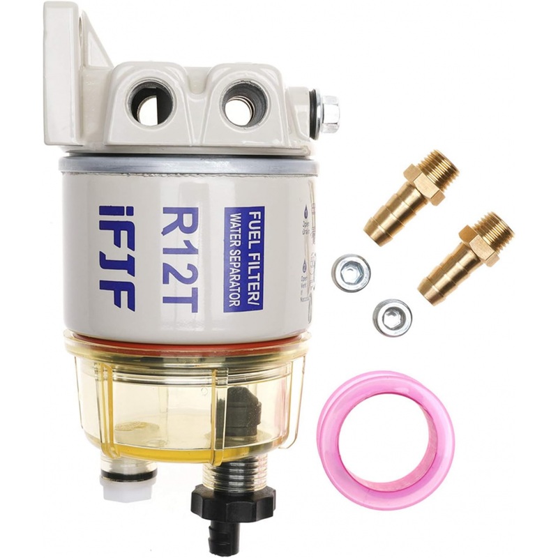 Fuel Water Separator Marine 120AT NPT ZG1/4-19 Automotive Parts with Fitting -Complete Combo Filter Diesel Engine(Includes 2 fittings,2 plugs)