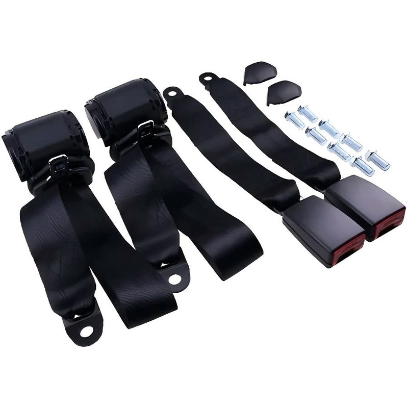 2 Sets Retractable 3 Point Safety Seat Belt Straps Car Vehicle Adjustable Belt Kit ZL85FW