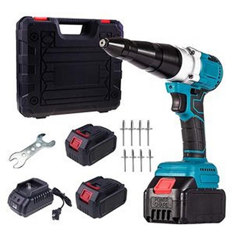 21V Portable Lithium Battery Charging Full-Automatic Core Pulling Rivet Gun Professional Kit with Battery and Charger for 1/8 5/32 3/16 Rivets