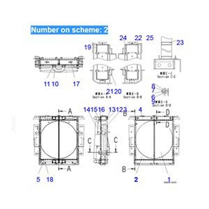 For Komatsu Dump Truck HM250-2 HM300-2 Water Tank Radiator Core ASS’Y 56D-03-21221