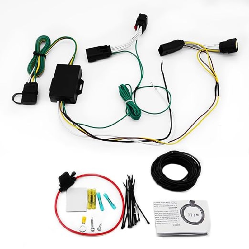 4-Pin Trailer Wiring Harness 56407 Compatible with 2018-2025 Jeep Wrangler JL/JLU, 2020-2025 Jeep Gladiator JT, 19-25 Wrangler Unlimited, Rubicon, Sahara, 4xe, Sport Trailer Light Connector