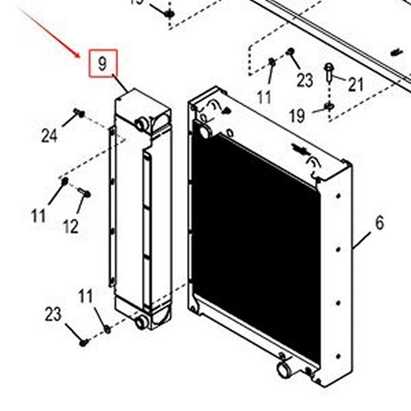 Hydraulic Oil Cooler AT349038 for John Deere Engine 6090 6135 Wheel Loader 744K 824K