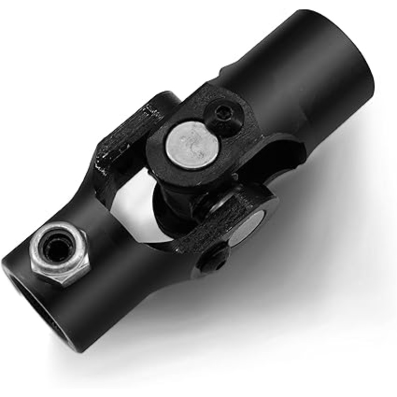 3/4 Round x 3/4 -48 Spline Black Steering Universal Joint Single U Joint Shaft,Total Length: 96mm (3-3/4)
