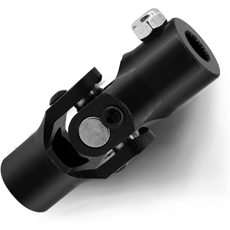 3/4 Round x 9/16 -26 Spline Black Steering Universal Joint Single U Joint Shaft,Total Length: 96mm (3-3/4)