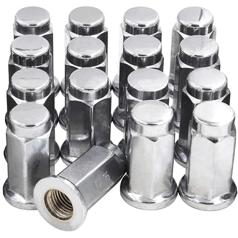 16 Flat Lug Nuts – 10×1.25 Chrome Finish ATV Can-Am Yamaha Honda Suzuki Kawasaki