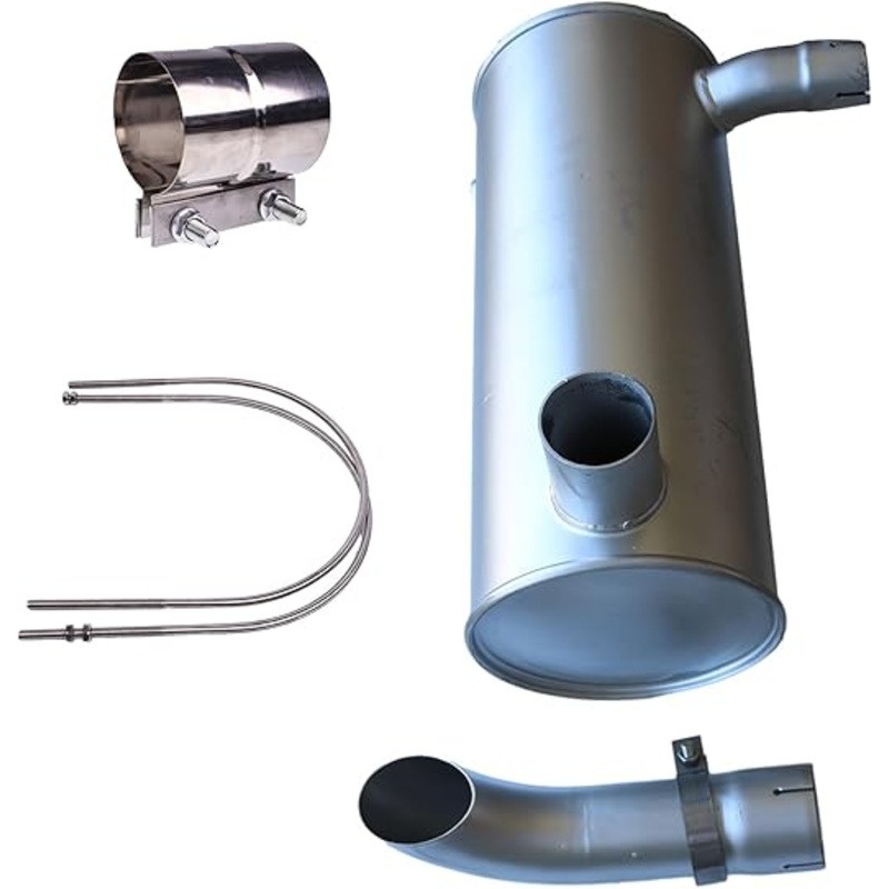 Muffler 4333182 with Clamp and 2Pcs U-Bolt for Isuzu Engine 4BG1 Hitachi EX120-5 EX130H-5 EX150-5 EX160LC-5 EX130-5 EX160-5