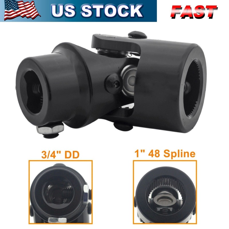 1 48 Spline X 3/4 DD Steering Shaft Steering Column U Joint Coupler Black NEW