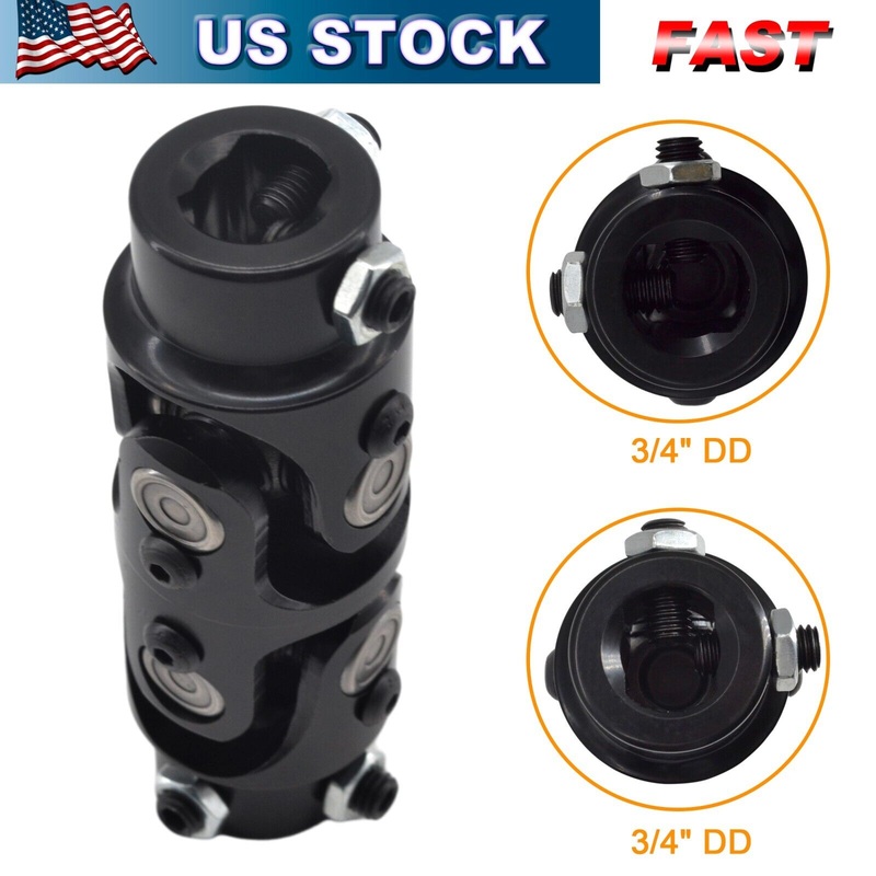 3/4 DD x 3/4 DD BLACK DOUBLE Universal Steering U Joint Coupler Shaft