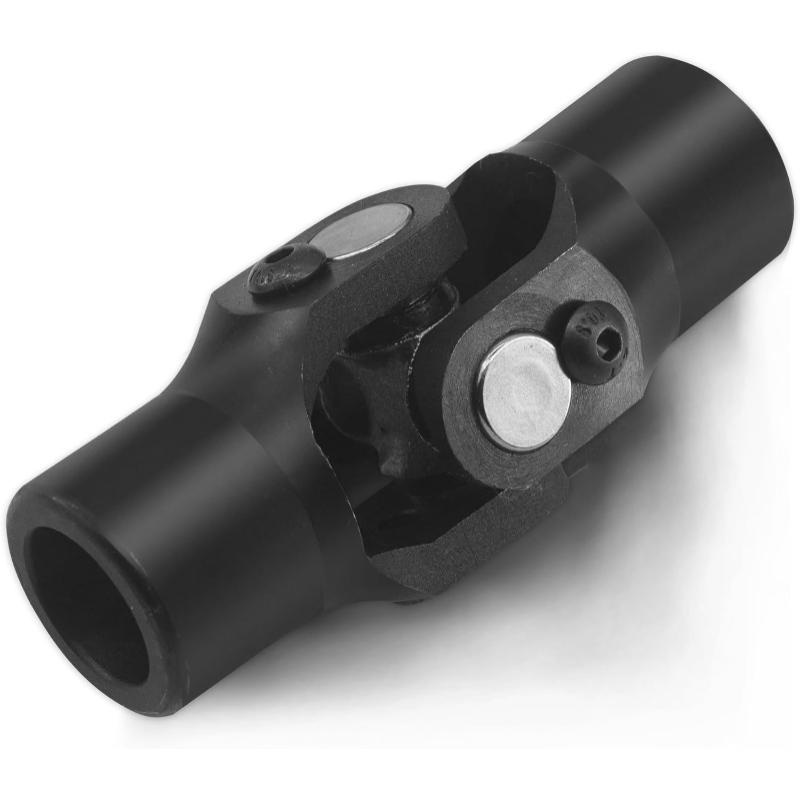 3/4 Round x 3/4 Smooth Round Black Steering Universal Joint Single U Joint Shaft,Total Length: 96mm (3-3/4)