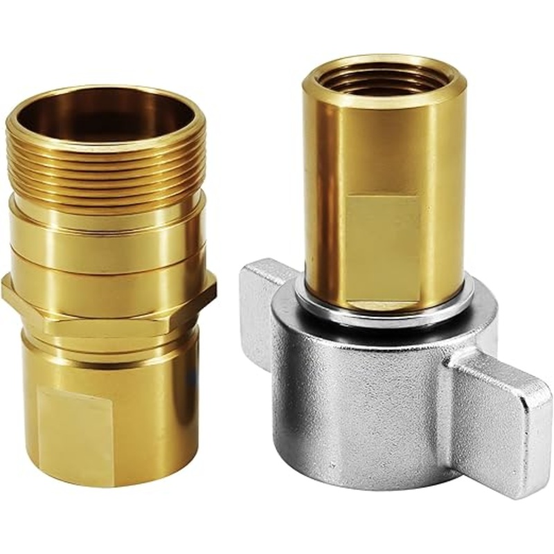 1 NPT Wet-Line Wing Nut Hydraulic Quick Disconnect Coupler/Coupling Set, Heavy-Duty Brass for Industrial Hydraulic Systems