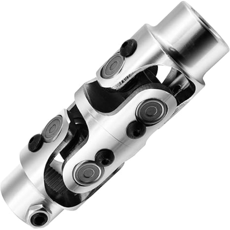 13/16 -36 Spline X3/4 Round Chrome Double U Joint Steering Universal Joint DOUBLE U Joint Shaft,Total Length: 5-1/8