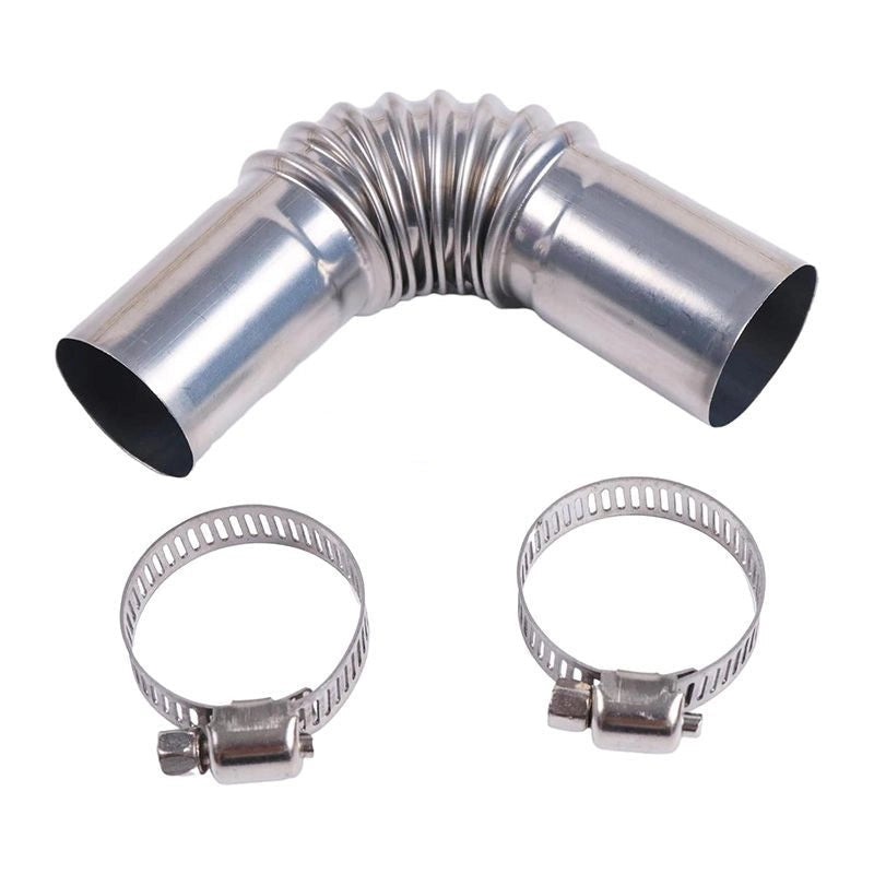 24mm Stainless Steel Exhaust Pipe Tube Duct Tube Elbow Connector Set with Clamps for Webasto Eberspacher Air Heater