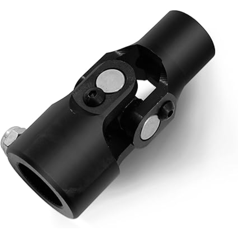 3/4 Round x 1-48 Spline Black Steering Universal Joint Single U Joint Shaft,Total Length: 96mm (3-3/4)