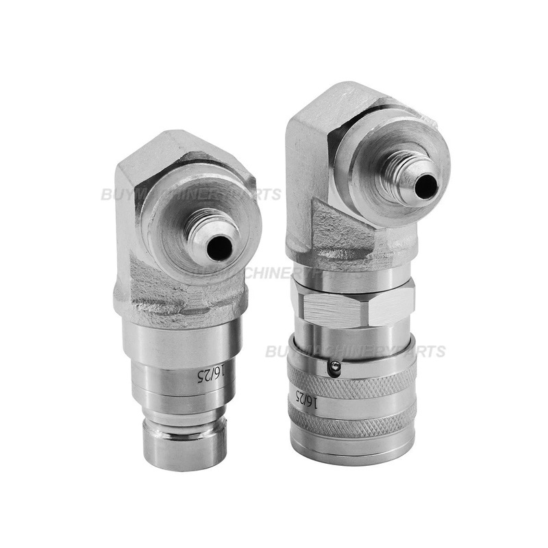Hydraulic 90 Degree Flat Face Quick Connect Coupler 1/2 Body x 3/8 JIC Male Thread
