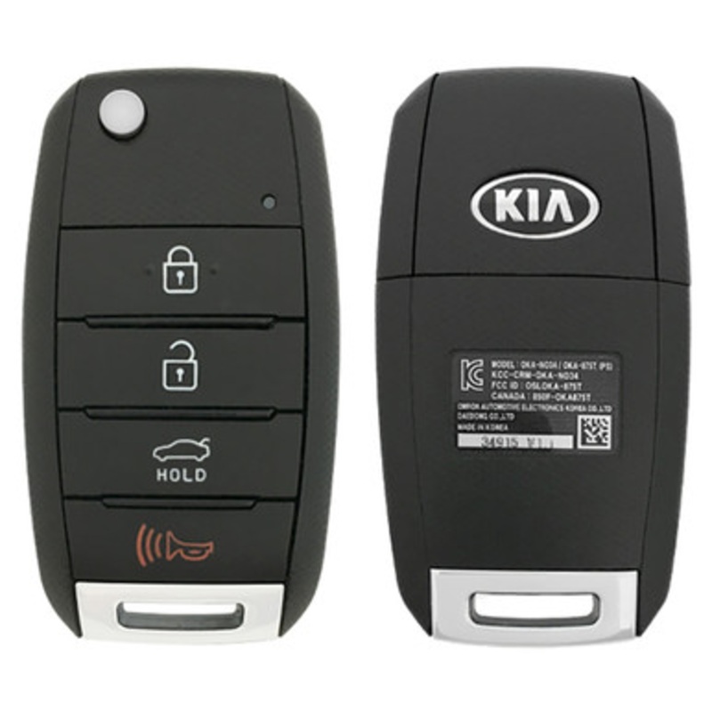Kia 4 Button Remote Flip Key NYODD4TX1306-TFL, 95430-2T560, 315 MHz, Refurbished Grade A