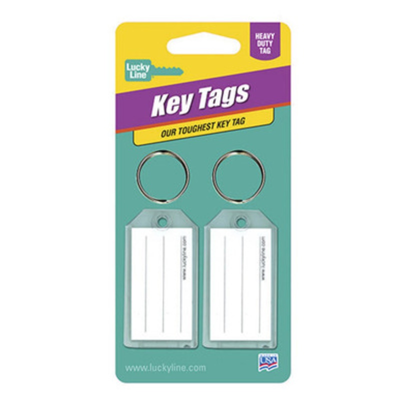 Lucky Line Extra Strength Key Tag with Split Ring CLEAR – 2 Pcs – Carded