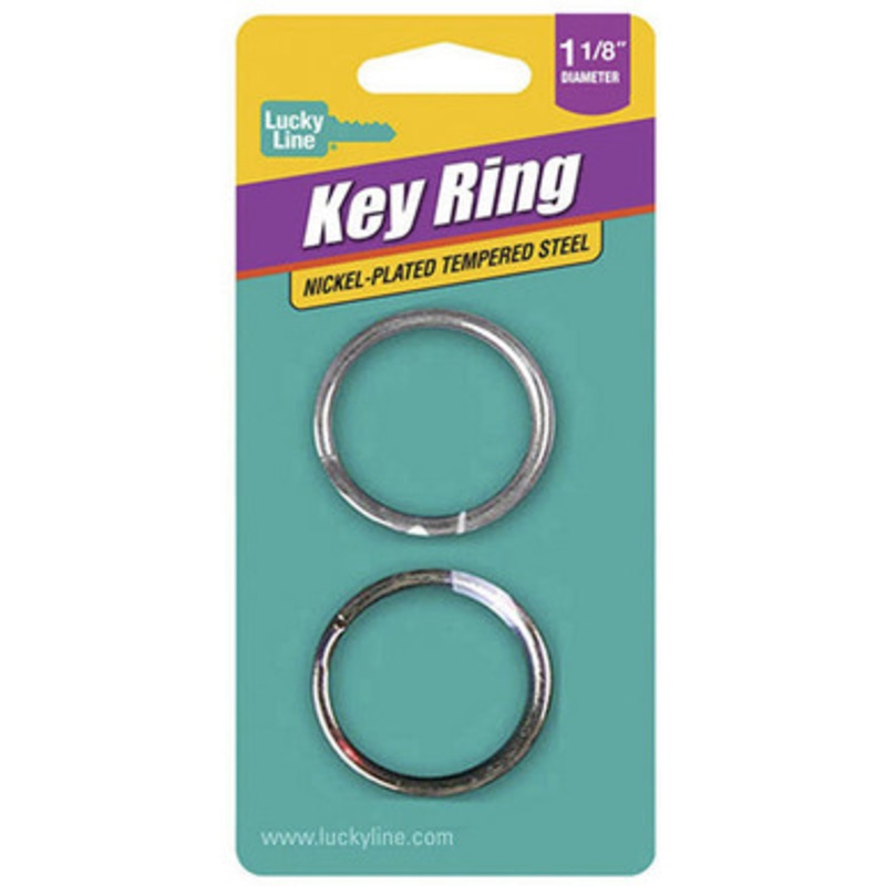 Lucky Line 1-1/8 Inch  Split Key Rings Nickel-Plated  – 2 Pcs – Carded