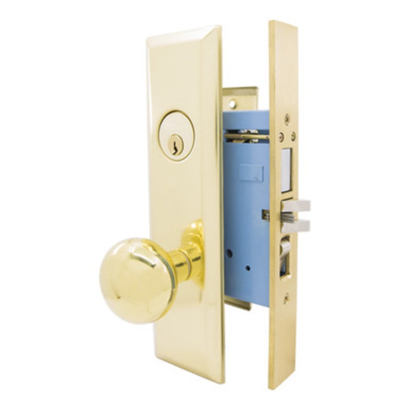 MARKS 7NY10A Mortise Knob Lockset New Yorker – Entrance – 1-1/4 x 10 – Polished Brass – Left Hand