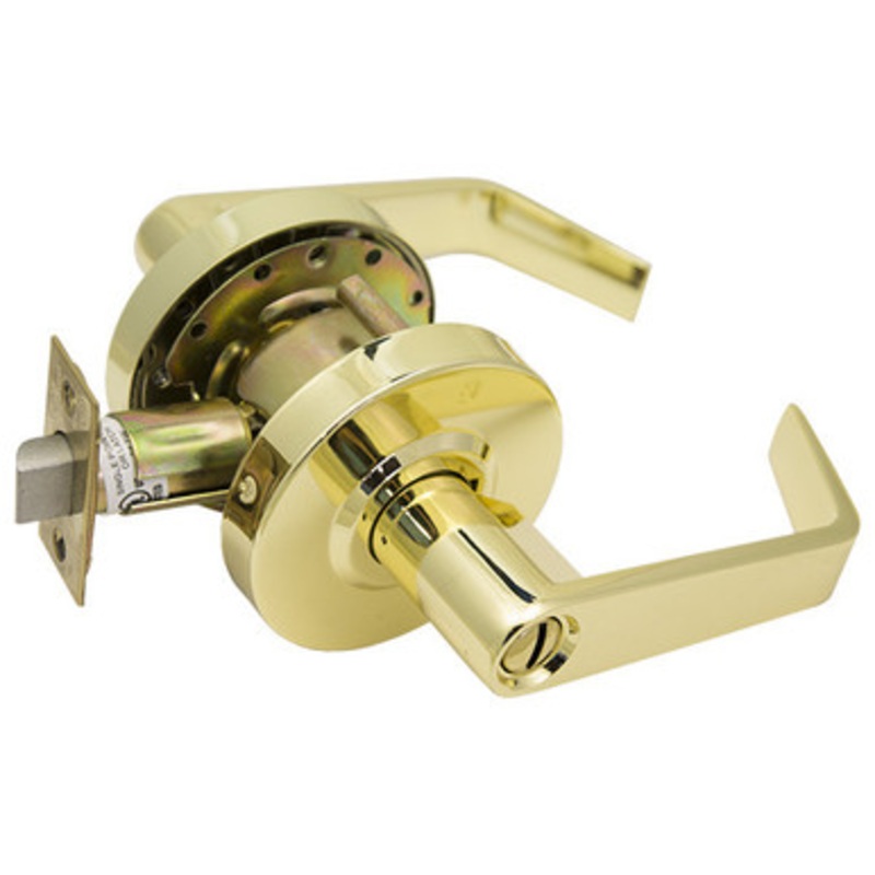 PLS L240 Grade 2 Door Lever 2-3/4 – Privacy – Bright Brass US3