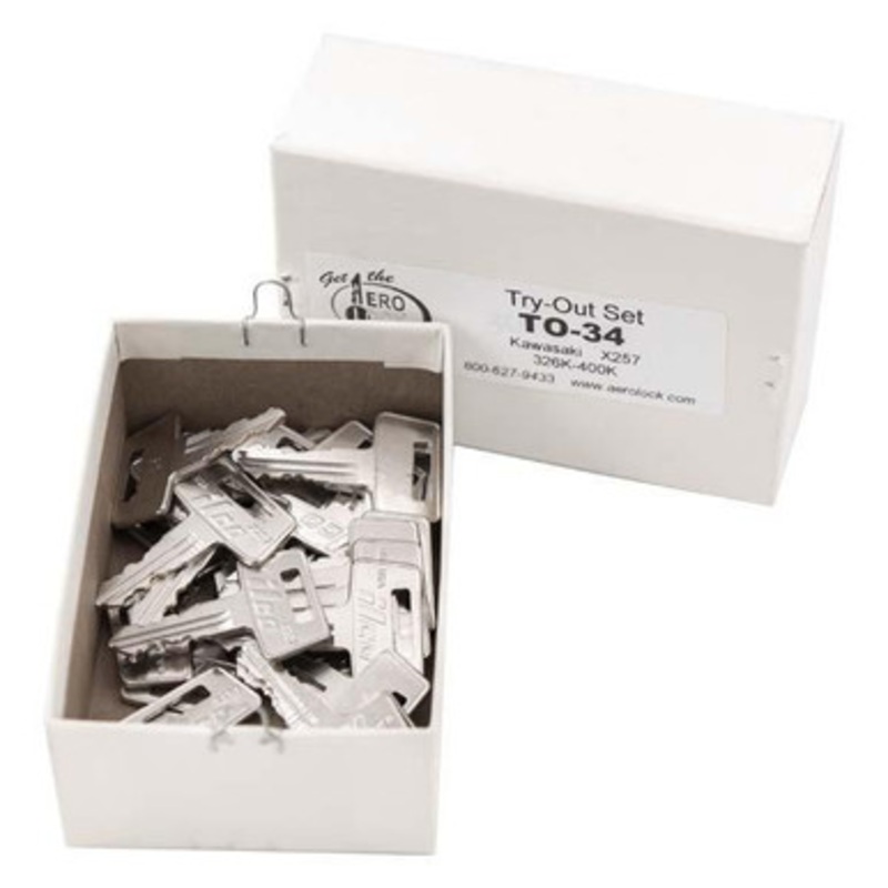 Aero Lock X257 Tryout Keys Set For Kawasaki ATV – Code Series: 326K-400K – 27 Keys