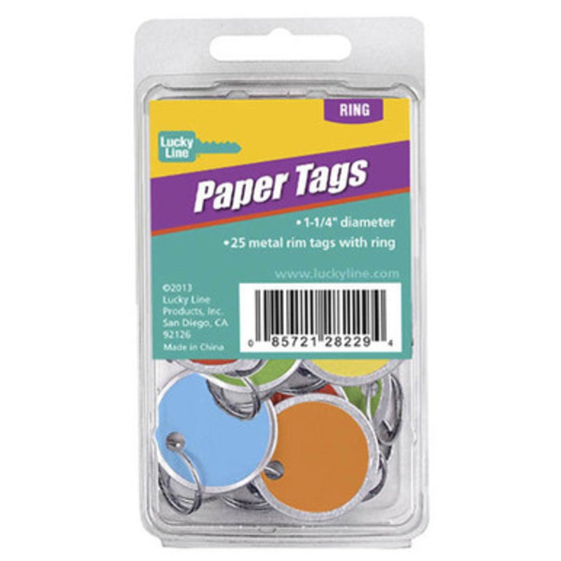 Lucky Line 1-1/4  Paper Tag COLOR With Ring – 25 Pcs – Clamshell