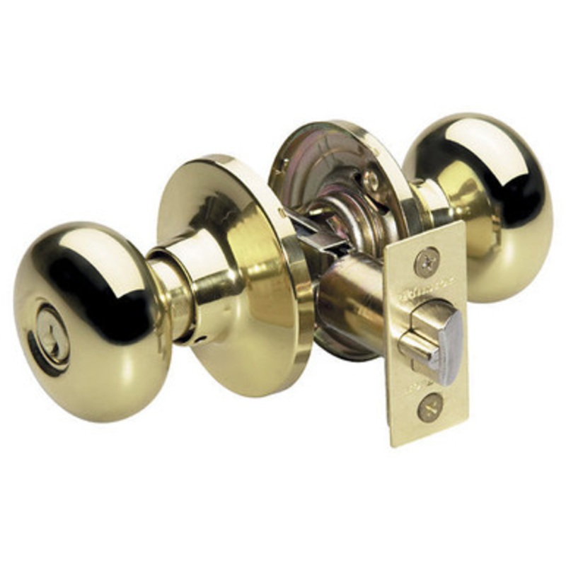 Master Lock BC0103KA4S Biscuit Entry Door Knob SC1 – Grade 3 – Entry – Polished Brass