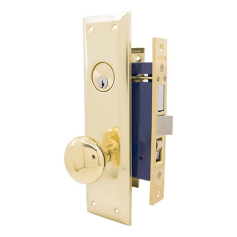 MARKS 91A Metro Mortise Knob Lockset HD – Entrance – 1-1/16 x 7-5/8 – Polished Brass – Left Hand