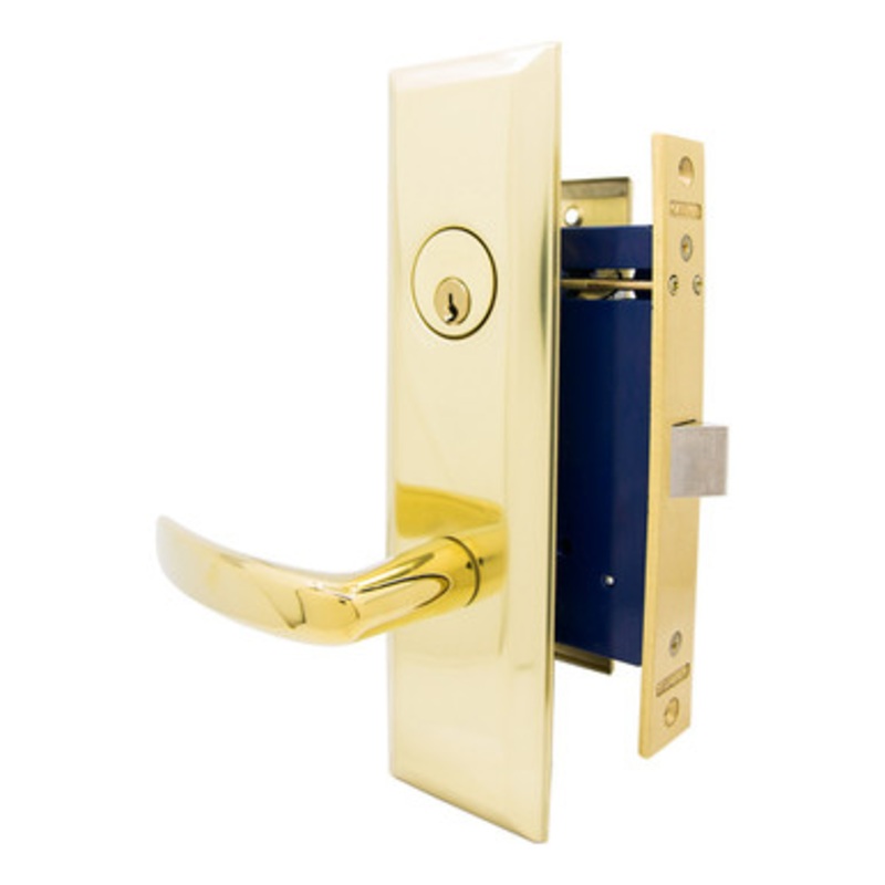 MARKS 9NY96A Mortise Lever Lockset New Yorker – Vestibule – Polished Brass – Left Hand