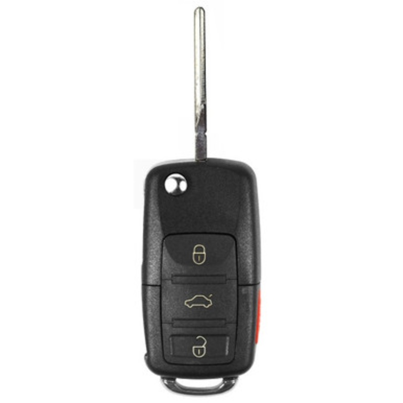 Volkswagen Replacement 4 Button Remote Head Flip Key NBG735868T, 1J0959753AM / 1J0959753DC, 315 MHz, Standard Aftermarket