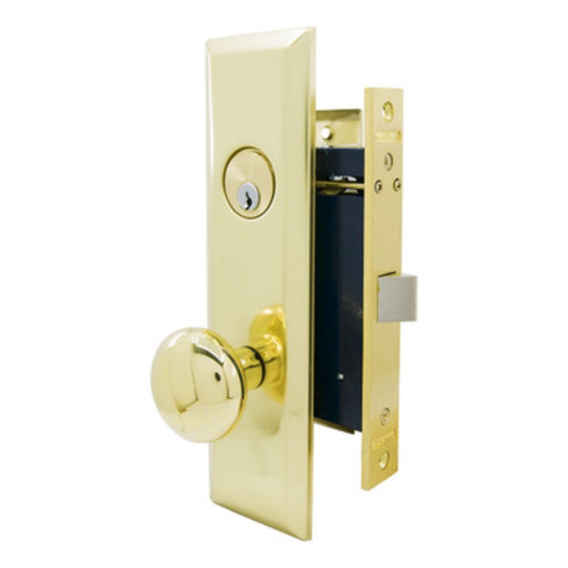 MARKS 114DW Metro Mortise Knob Lockset HD – Vestibule – 1-1/16 x 7-5/8 – Polished Brass – Left Hand