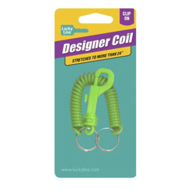 Lucky Line Designer Key Coil with Clip Assorted  – 5 Pcs – Carded